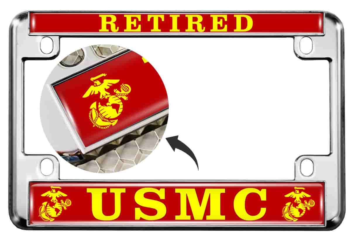 USMC - Retired Marine Corps EGA - Motorcycle Metal License Plate Frame